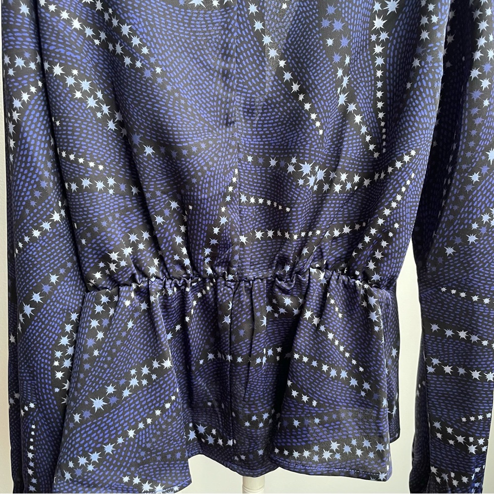 NWT BCBGeneration Twilight Blue Long Sleeve Blouse - Picture 8 of 10